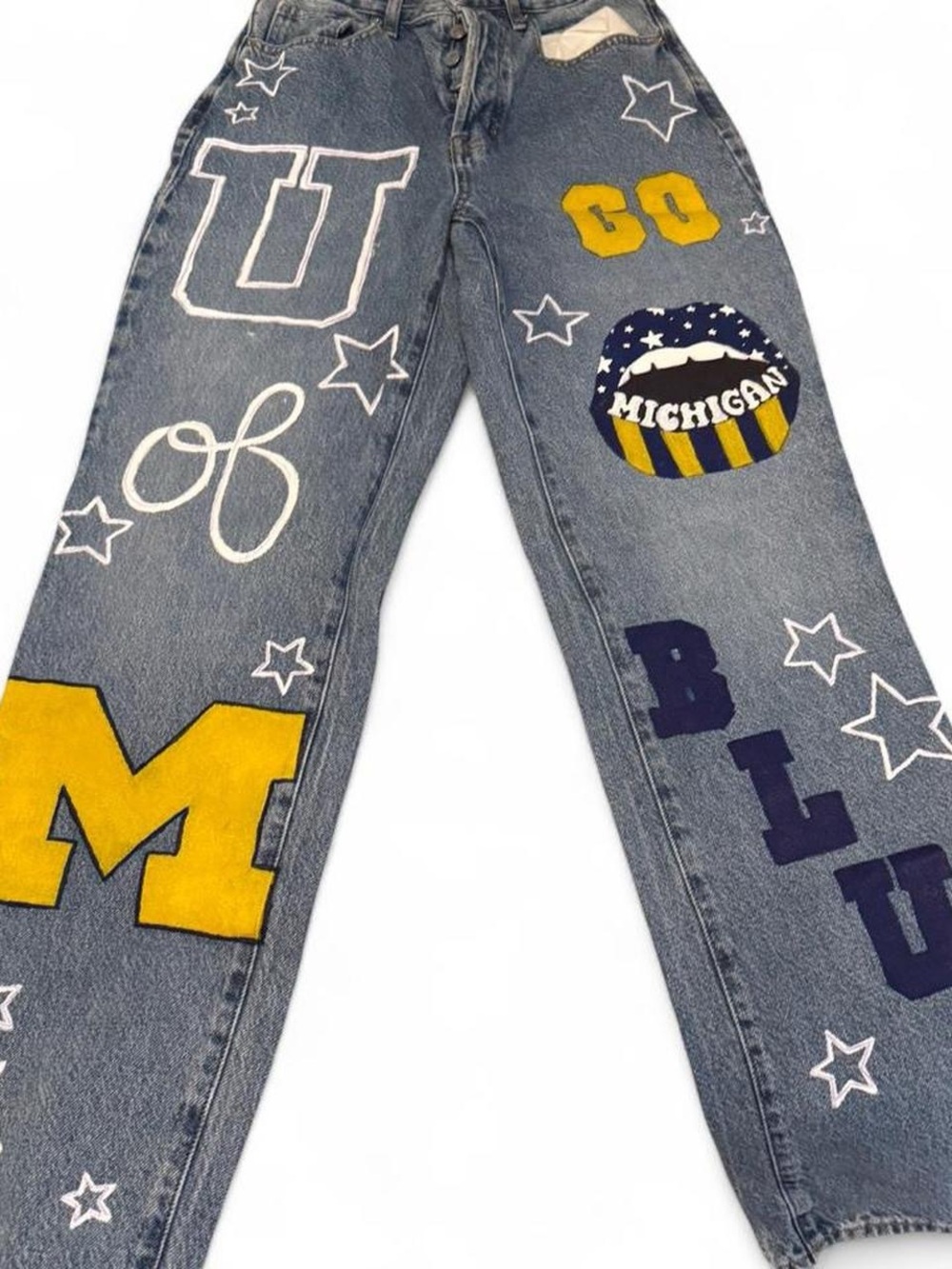 Michigan WOLVERINES painted jeans